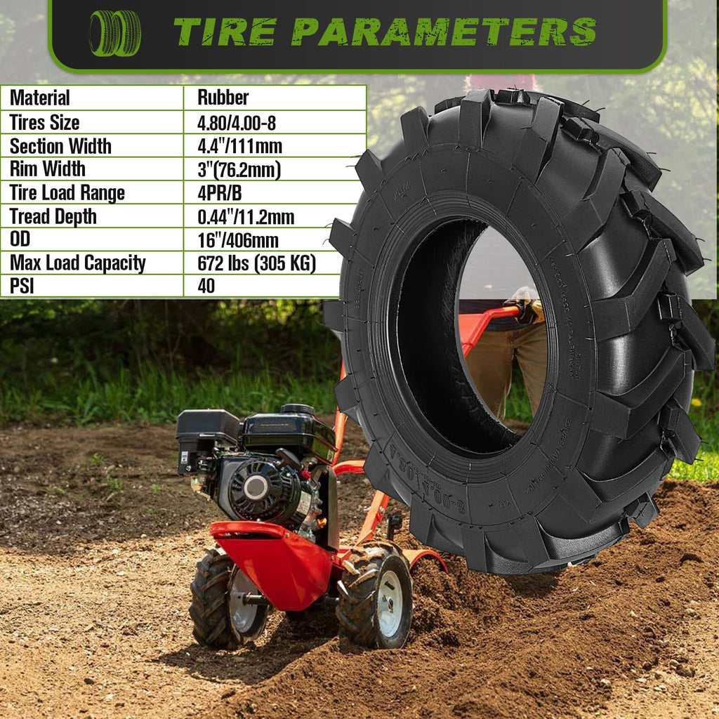 2 PCS 4.80/4.00-8 Tubeless Lawn Garden Tires S44437