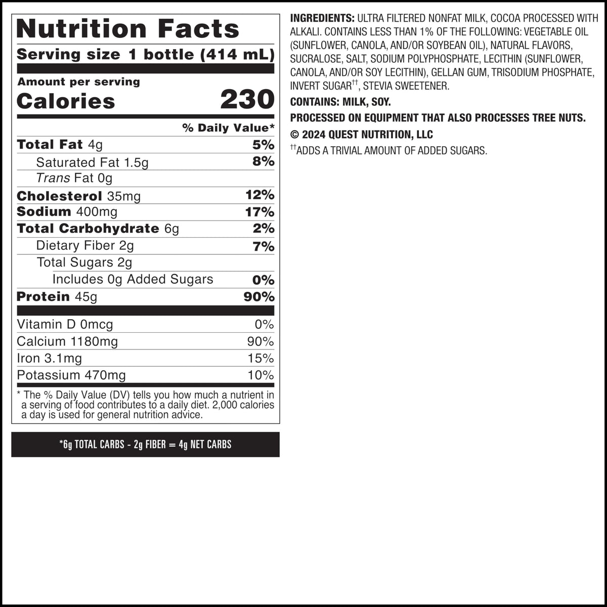 Chocolate Protein Shake, 45g Protein, 12 Count K9805