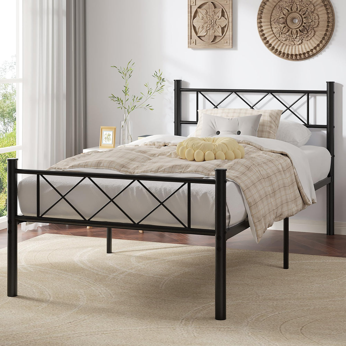 Twin Size Metal Bed Frame with Headboard I149