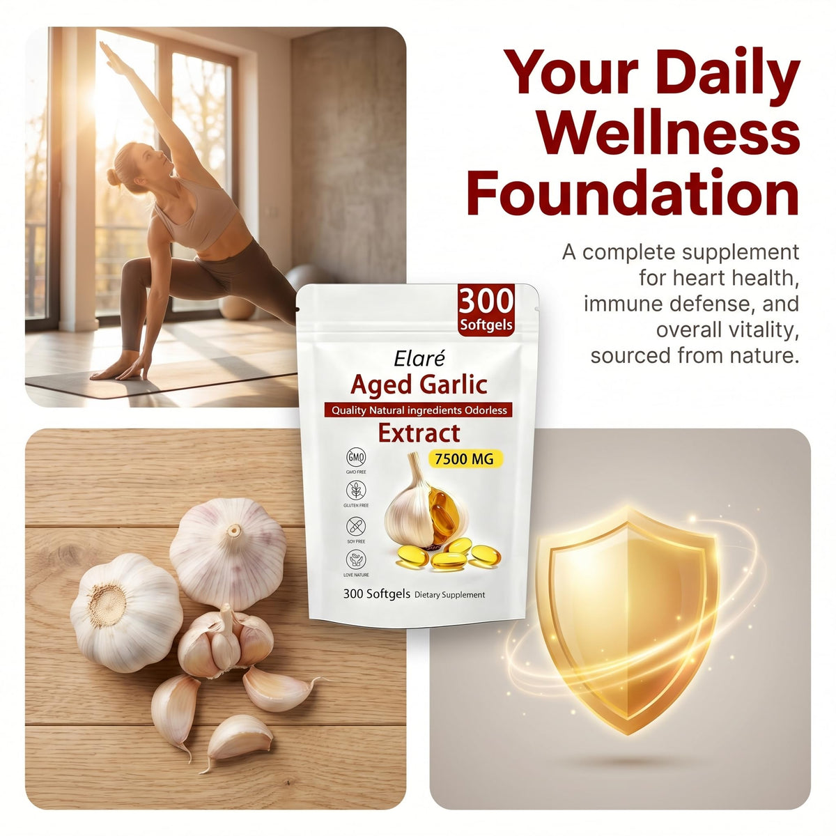 Odorless Organic Garlic Extract Capsules 300 Softgels R466