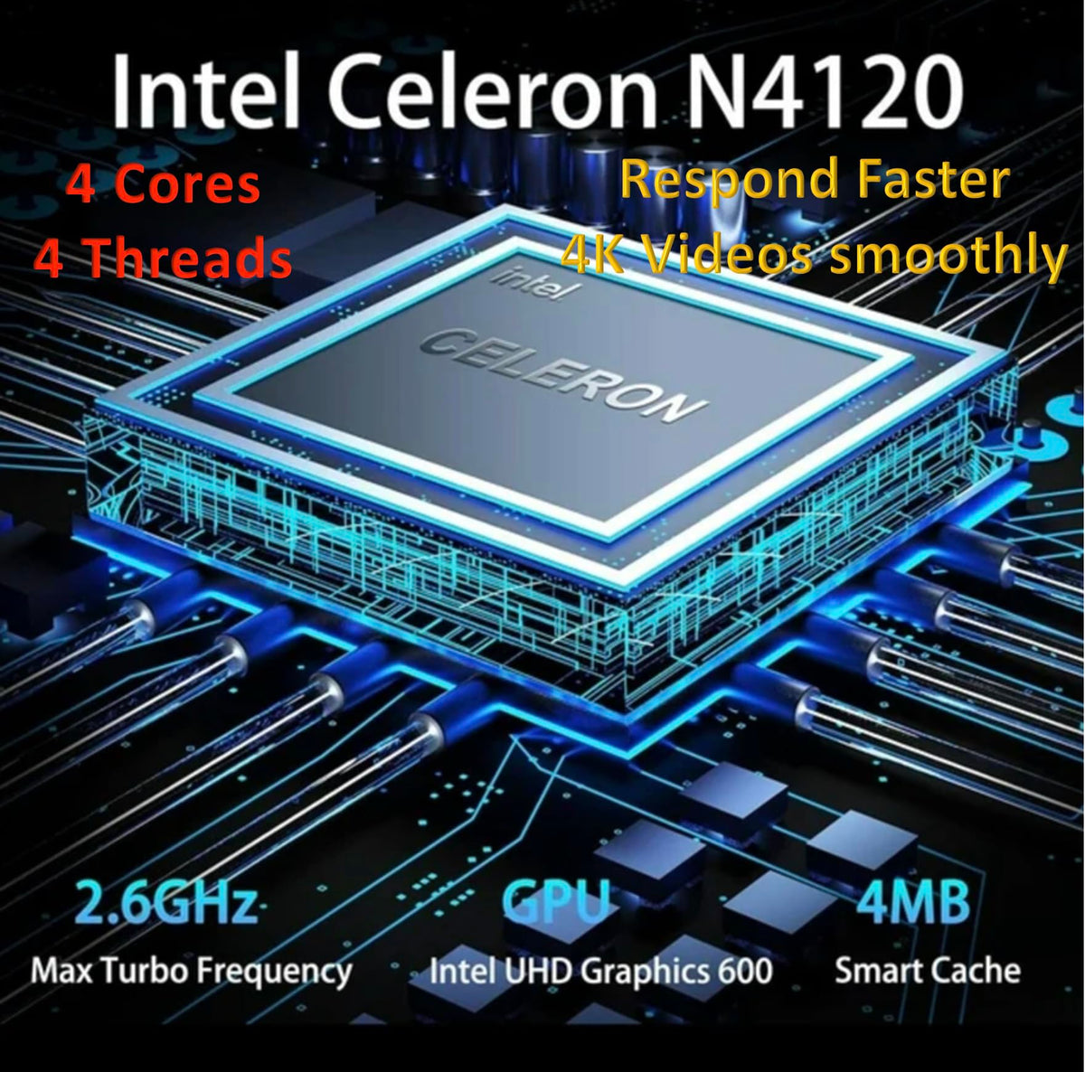 14" Ultral Light Thin Laptop, Quad-Core Intel Celeron, 16GB RAM, 564GB, Windows 11 S, Royal Blue B266