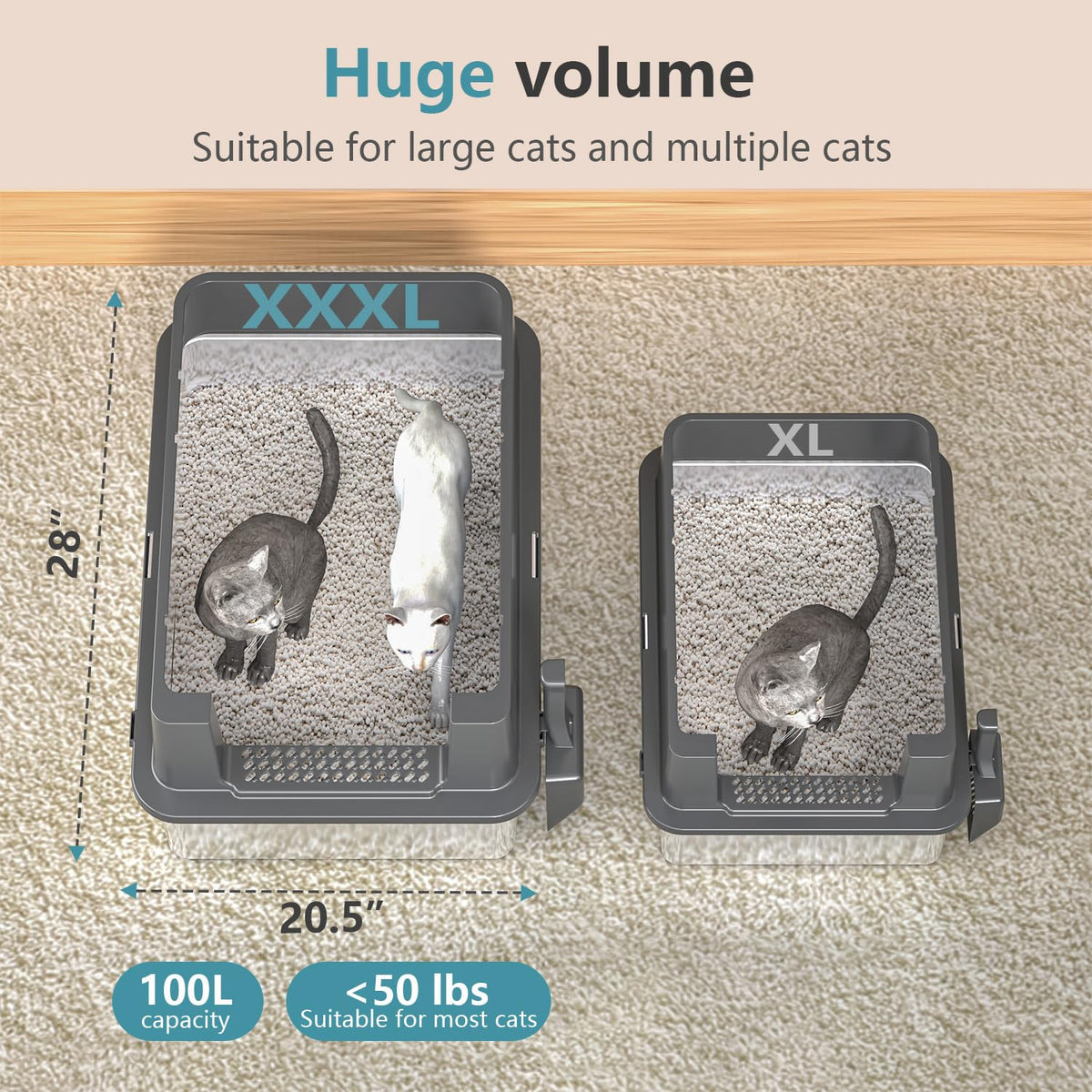 XXXL Stainless Steel Covered Litter Box H34194
