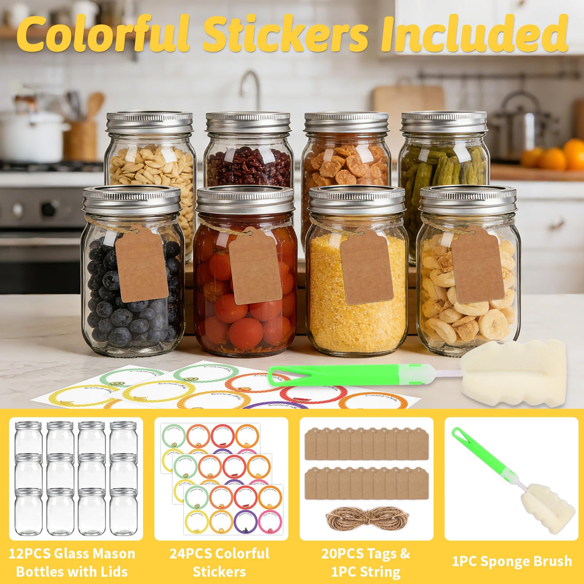 12 oz Regular Mouth Mason Jars 20 Pack K40097