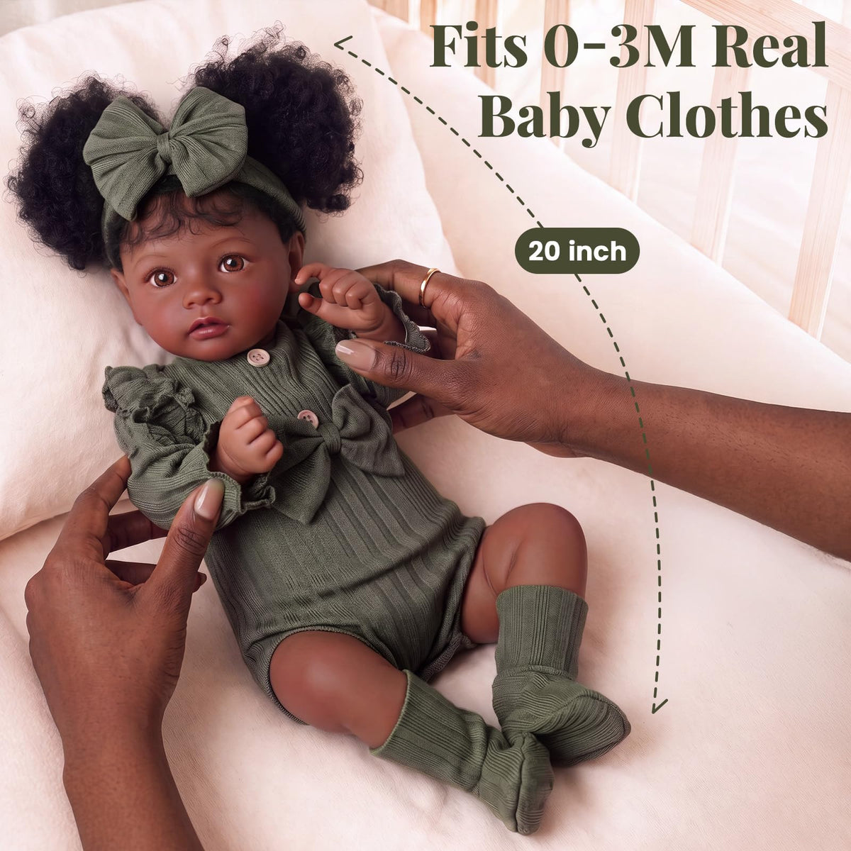 20 Inch Black Lifelike Baby Girl Doll W42155