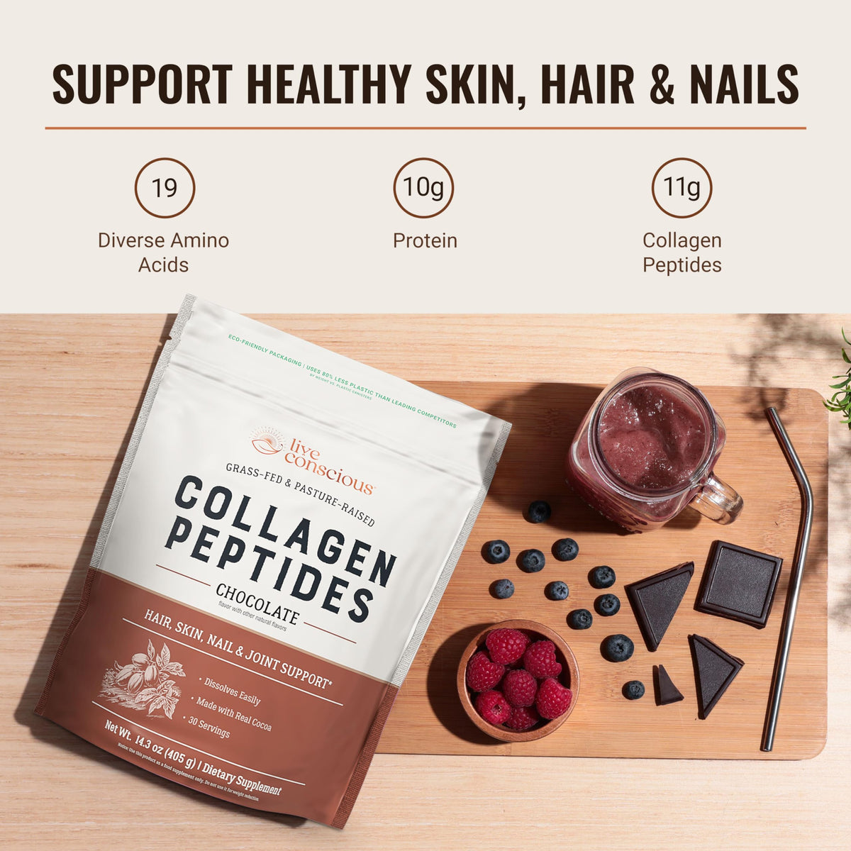 Chocolate Collagen Peptides Powder 15oz J205