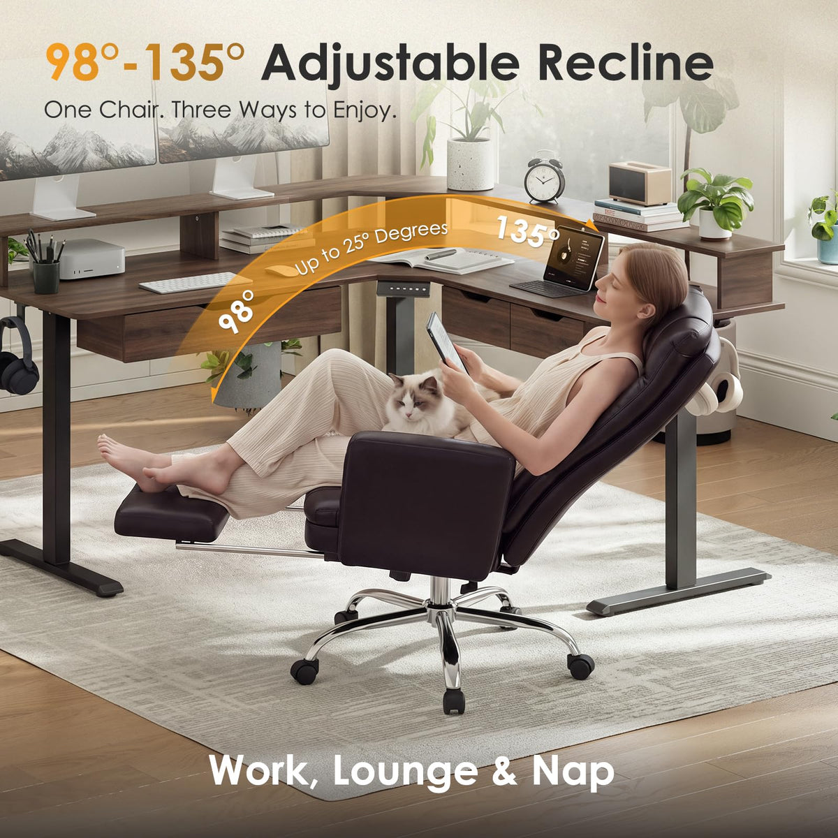 Big and Tall Ergonomic Office Chair with Foot Rest, Brown S152649