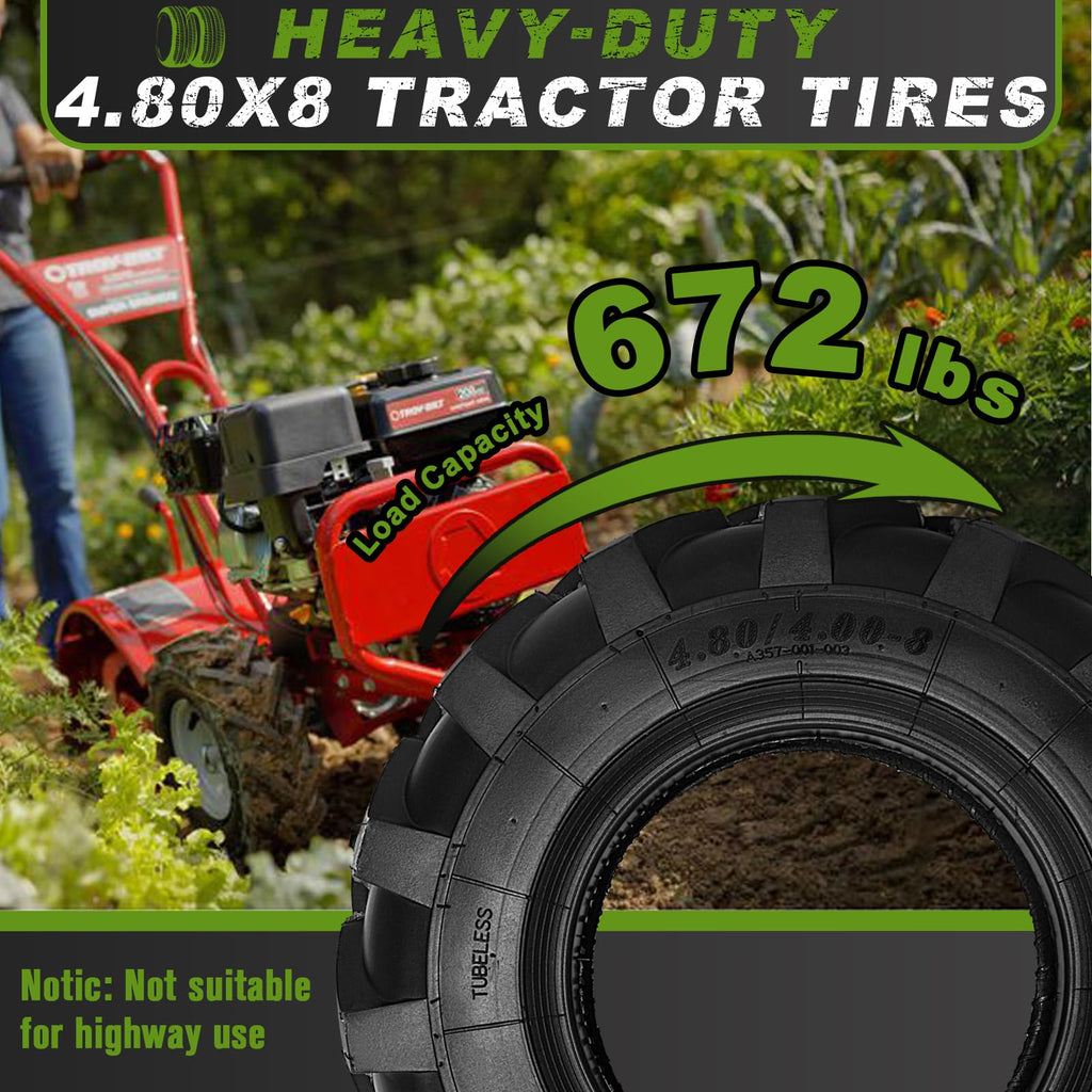 2 PCS 4.80/4.00-8 Tubeless Lawn Garden Tires S44437