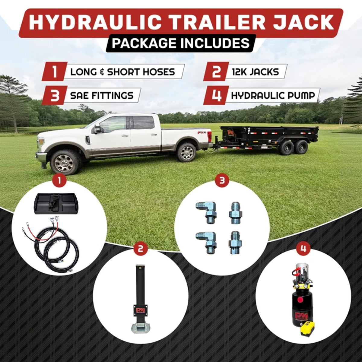 Hydraulic Trailer Jack 12,000 lb Double Acting Bolt On O794