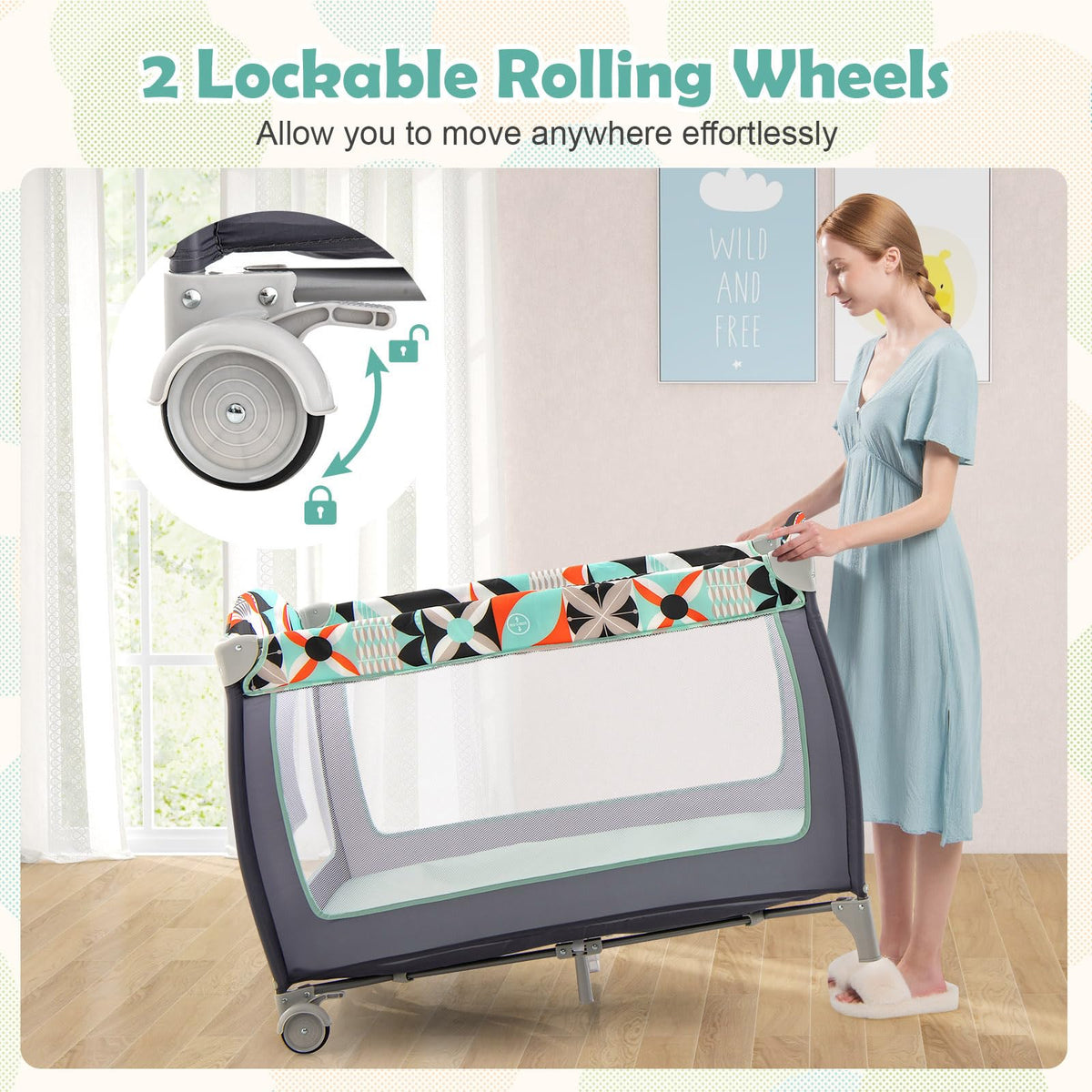 4 in 1 Portable Baby Crib Playpen with Bassinet F2482