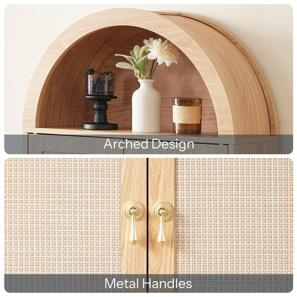 Arched Rattan Over the Toilet Storage Cabinet with Doors S166922