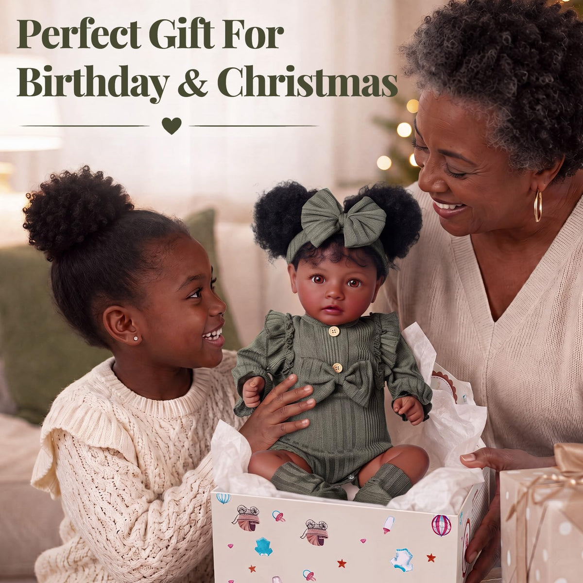 20 Inch Black Lifelike Baby Girl Doll W42155