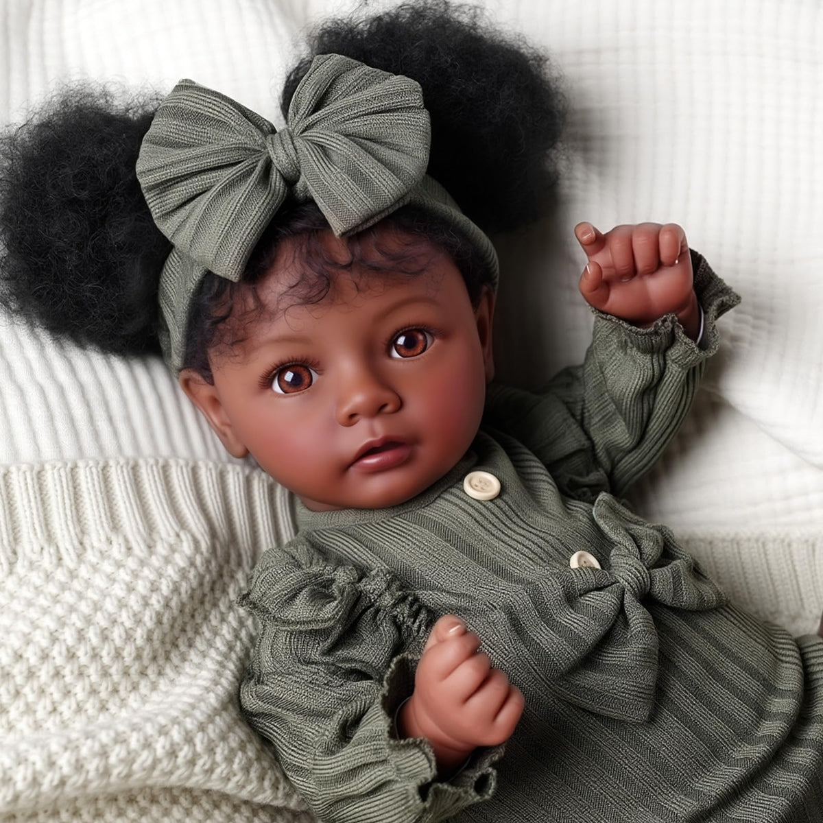20 Inch Black Lifelike Baby Girl Doll W42155