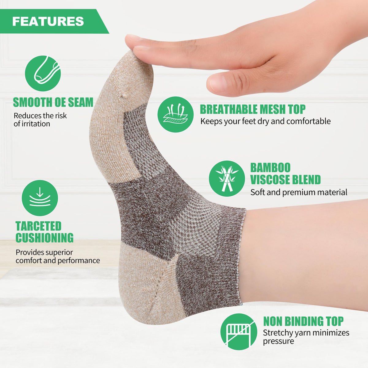 Diabetic Socks for Men, 12 Pairs Ankle & Low Cut Size 9-15 N960341