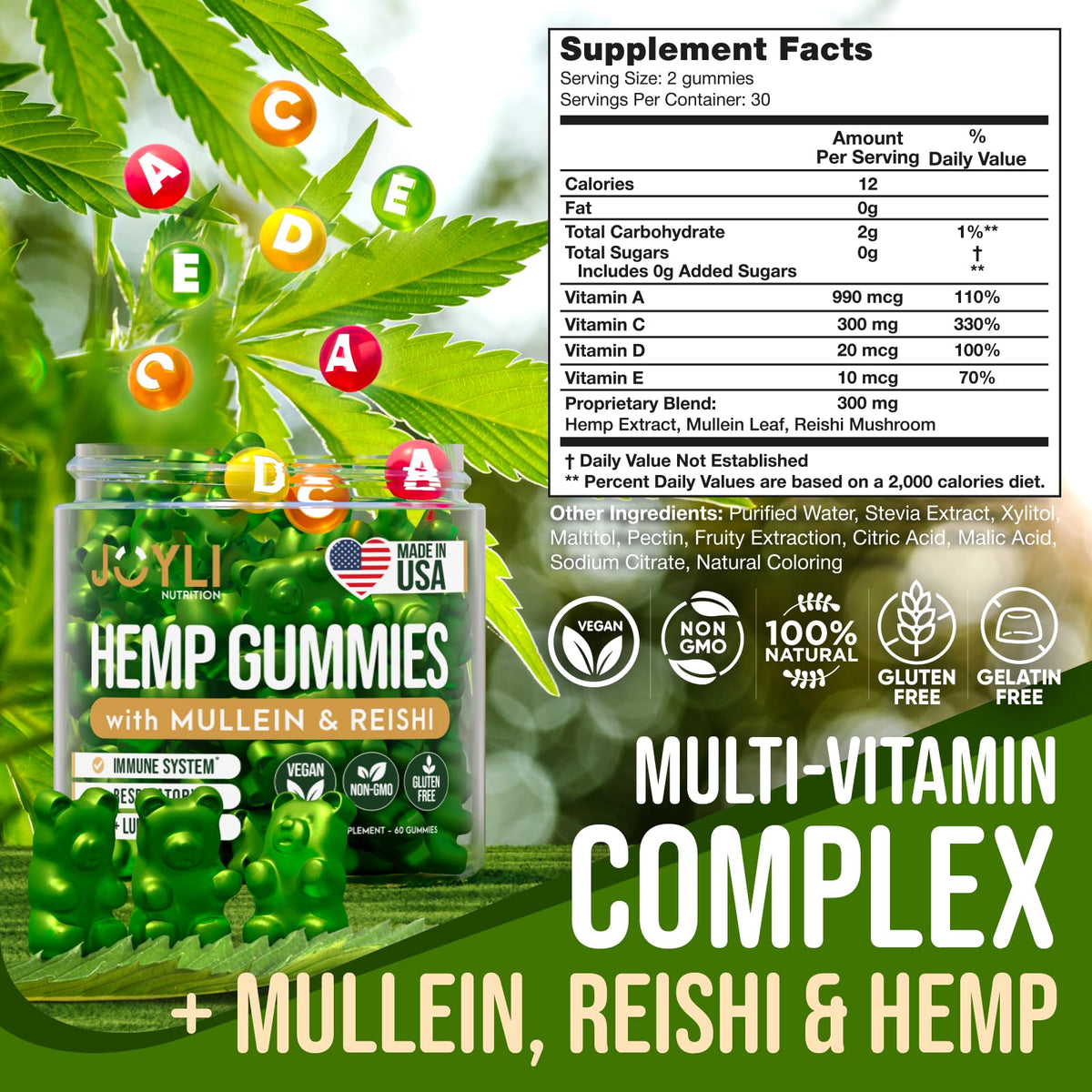 Sugar-Free Vegan Gummies with Mullein Leaf & Reishi Mushroom A28107