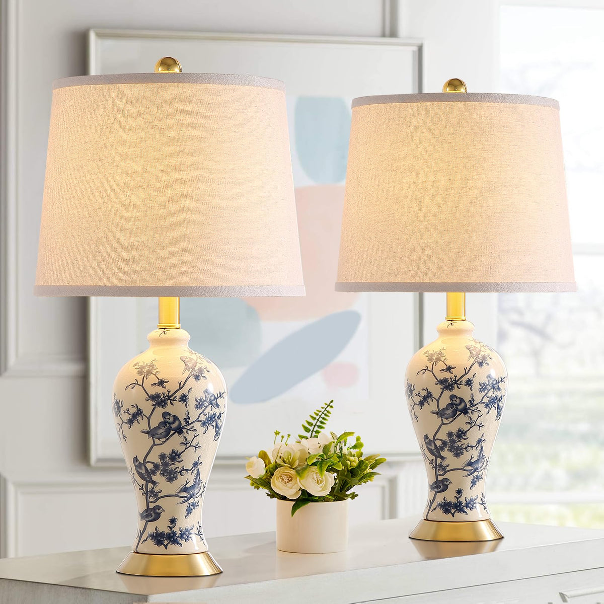 24" Ceramic Table Lamps Set of 2 C125