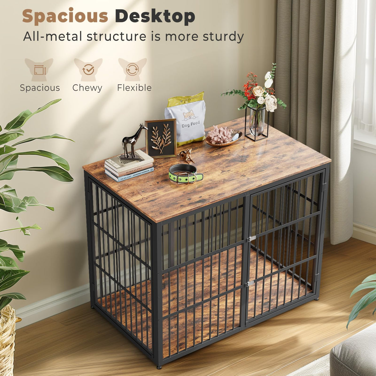 48'' XXL Dog Crate Furniture with 3 Doors T207389