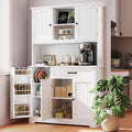 Tall White Kitchen Storage Cabinet with Door and Shelves B7465