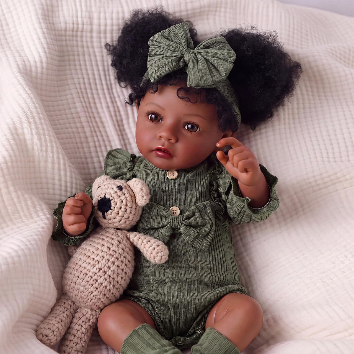 20 Inch Black Lifelike Baby Girl Doll W42155