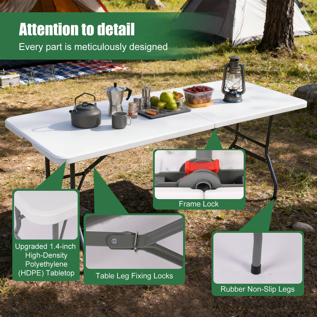 6FT Portable Folding Table with Black Tablecloth T822