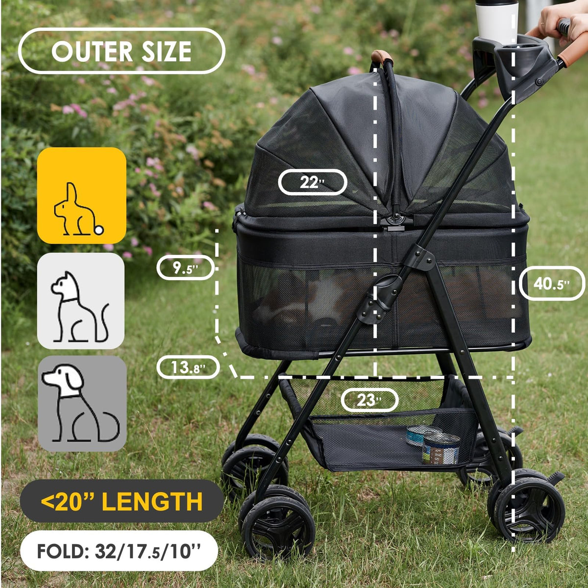3 in 1 Folding Dog Stroller with Removable Carrier G645