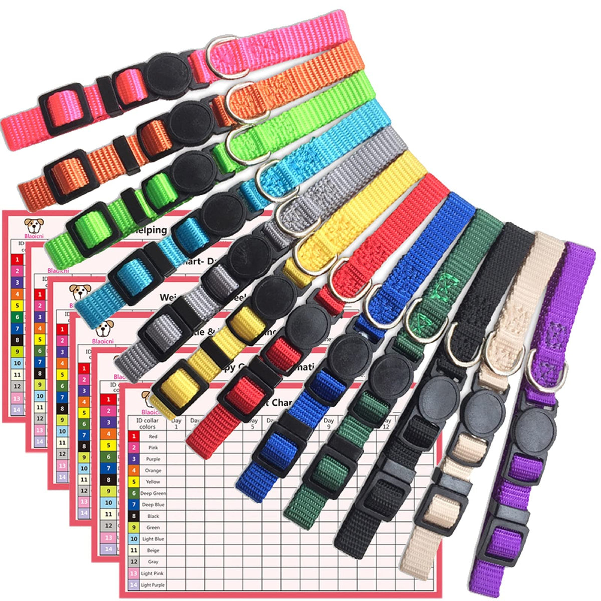 Soft Nylon Puppy Collars 12pcs H774