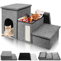 3 Tiers Foldable Dog Stairs with Storage J338803