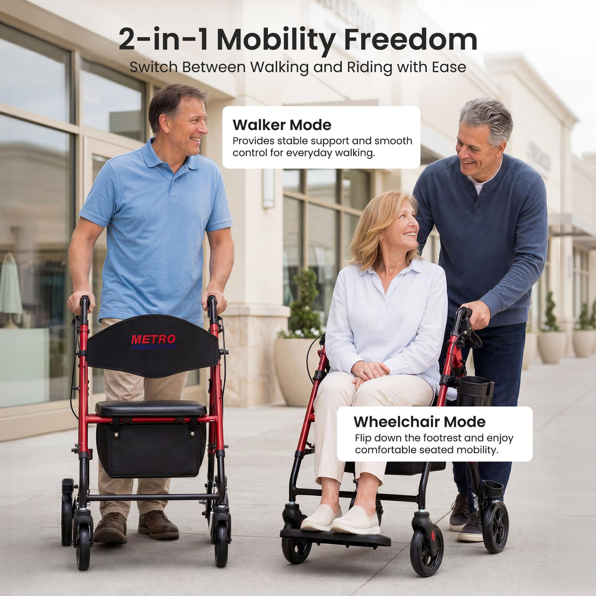 Aluminum 2-in-1 Rollator Walker with Seat R920349