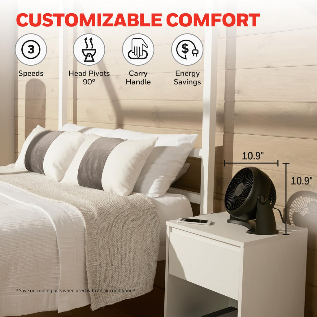 Black 3 Speed Tabletop Air Circulator Fan X4237