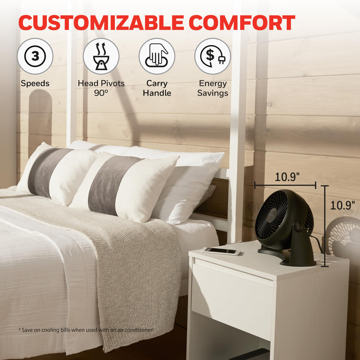 Black 3 Speed Tabletop Air Circulator Fan X4237