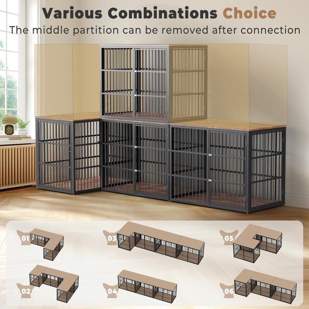 48'' XXL Dog Crate Furniture with 3 Doors T207389