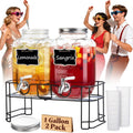 1 Gallon Glass Drink Dispensers 2 Pack with Stand Stainless Steel Spigot N8728