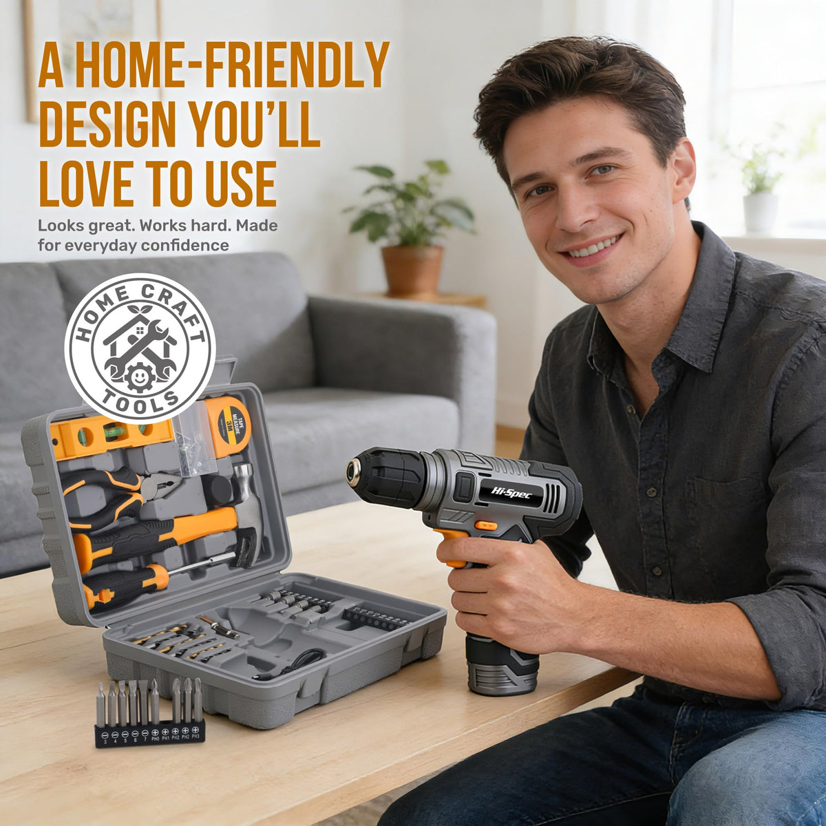 8V Cordless Drill Set & Household Tool Kit N483