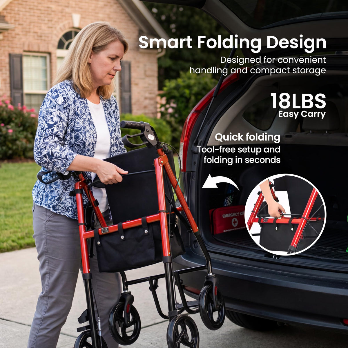 Aluminum 2-in-1 Rollator Walker with Seat R920349