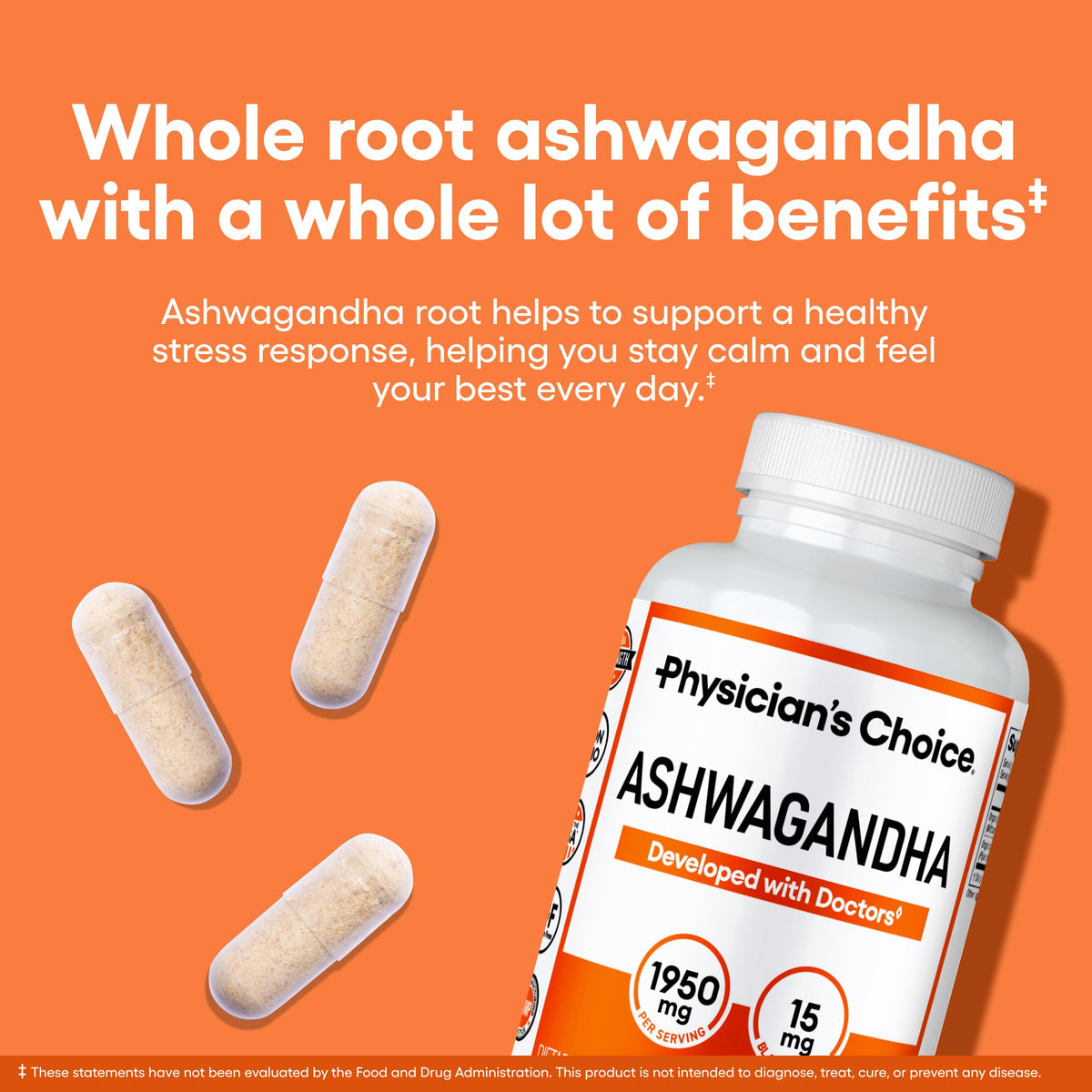 Organic Ashwagandha Root Powder 1950mg 90 Veggie Capsules G100
