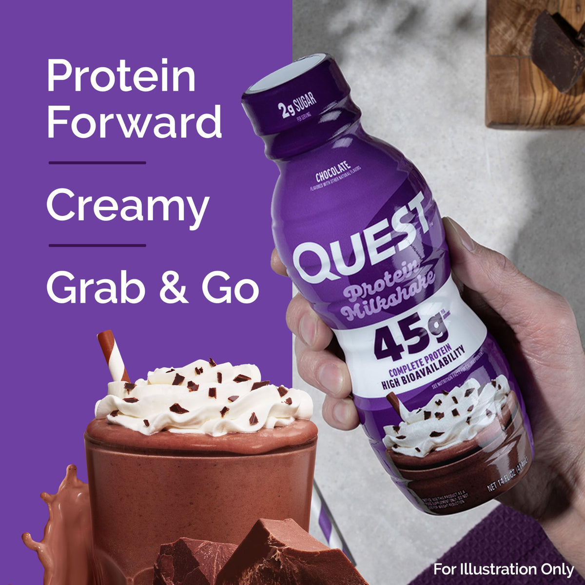 Chocolate Protein Shake, 45g Protein, 12 Count K9805
