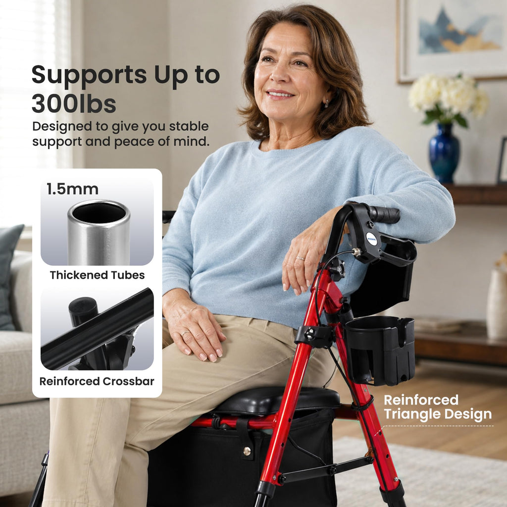 Aluminum 2-in-1 Rollator Walker with Seat R920349