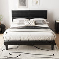 Full Faux Leather Upholstered Platform Bed Frame with Adjustable Headboard U464289