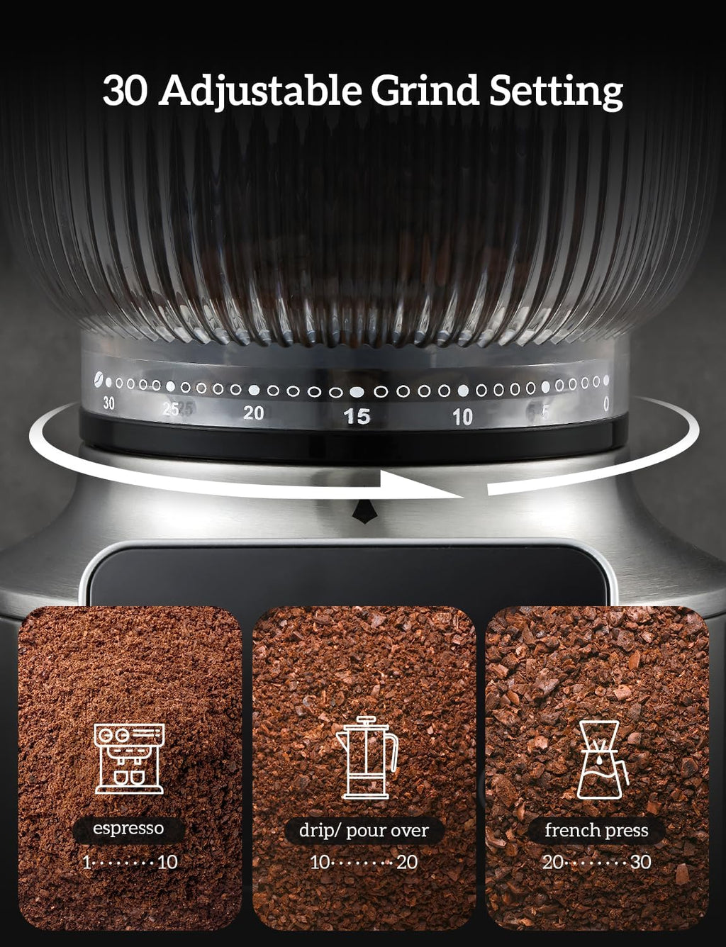 Stainless Steel Espresso Grinder with Portafilter Holder E613
