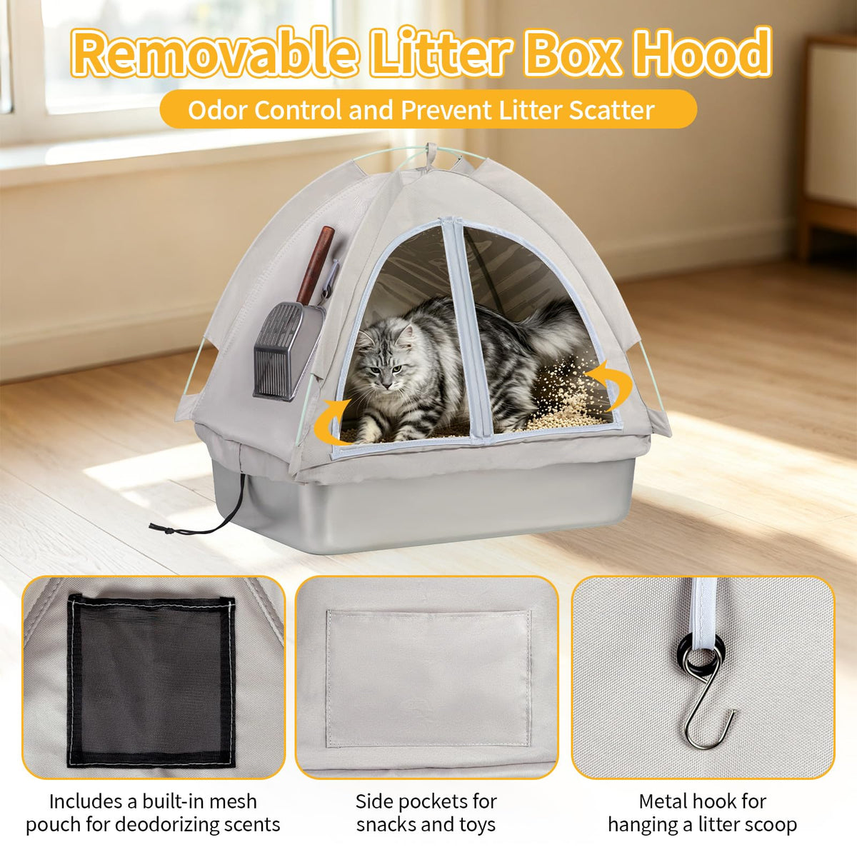 Stainless Steel Extra Large Enclosed Cat Litter Box J5291