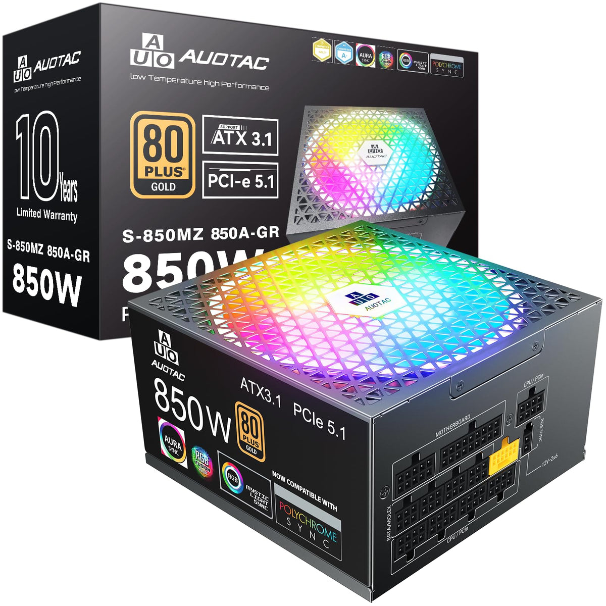 850W Fully Modular 80+ Gold ATX 3.1 Power Supply M5043