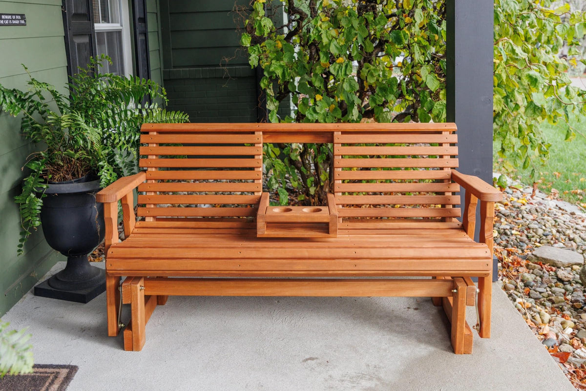 Heavy Duty Console Porch Glider with Cupholders T710
