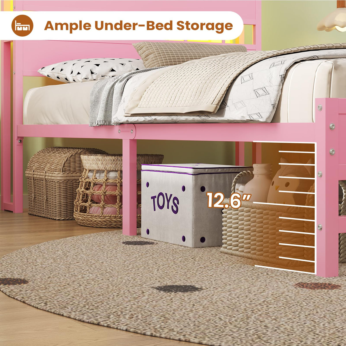 Twin Bed Frame with Storage Headboard E543