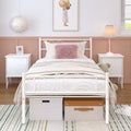 White Metal Twin Size Platform Bed Frame with Wave Headboard K187679