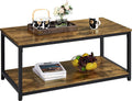 2-Tier Wood Coffee Table with Storage Shelf Metal Frame P9551