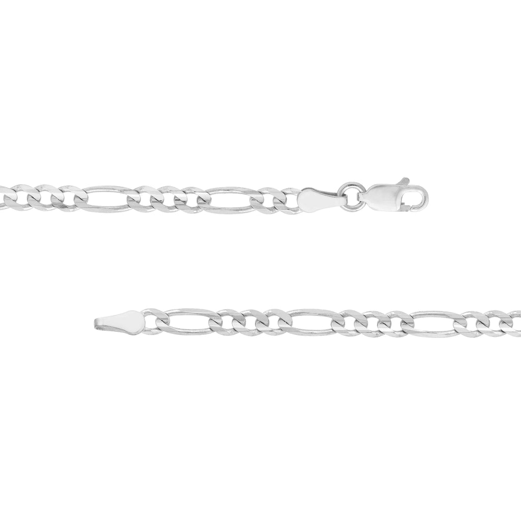 14K White Gold 20" Figaro Chain Necklace D341