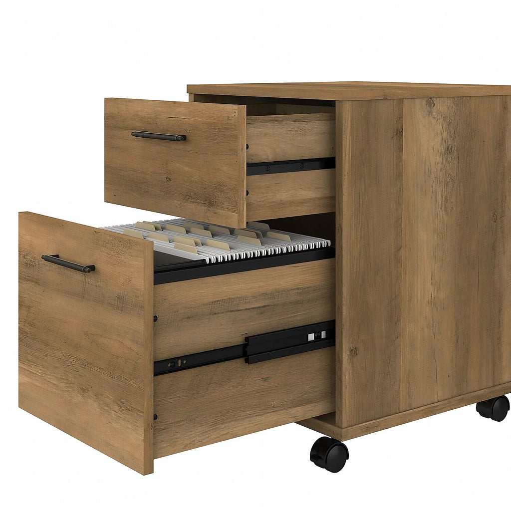 L Desk with Mobile File Cabinet in Reclaimed Pine Engineered Wood S2269