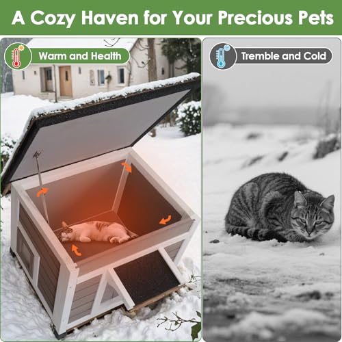 Insulated Weatherproof Cat House with Asphalt Roof K48126
