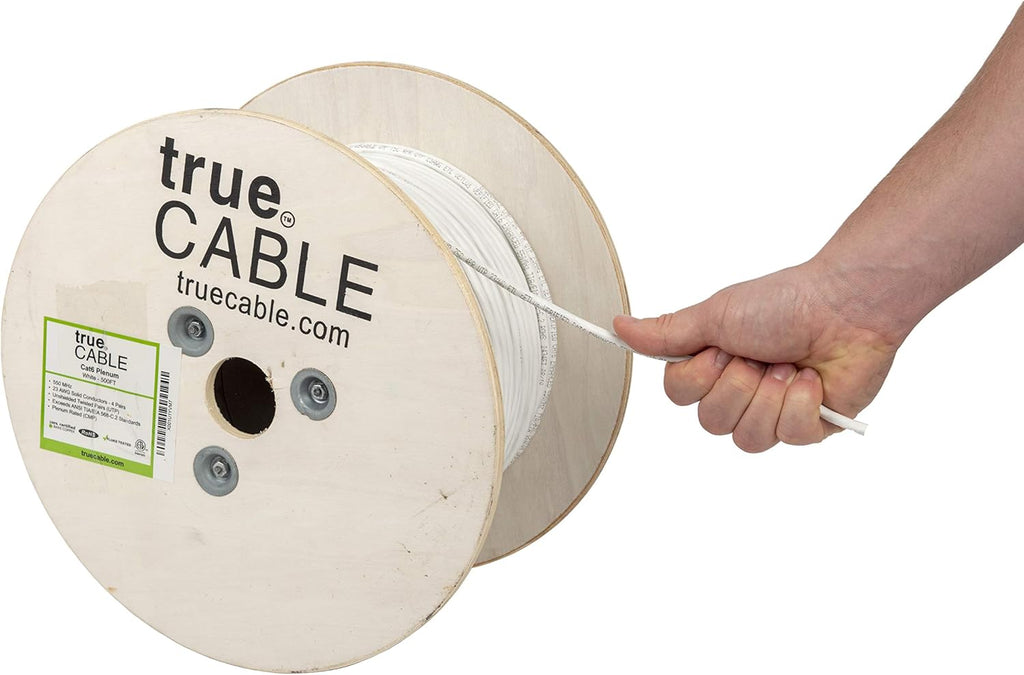 White Cat6 Plenum 500ft Bare Copper Ethernet Cable C26447