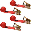 2 Inch x 15 Foot Red Ratchet Straps 4 Pack A26416