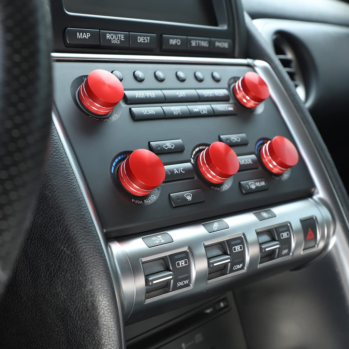Red Aluminum Alloy Air Conditioner Volume Knob Cover Trim Pack of 2 Q88857